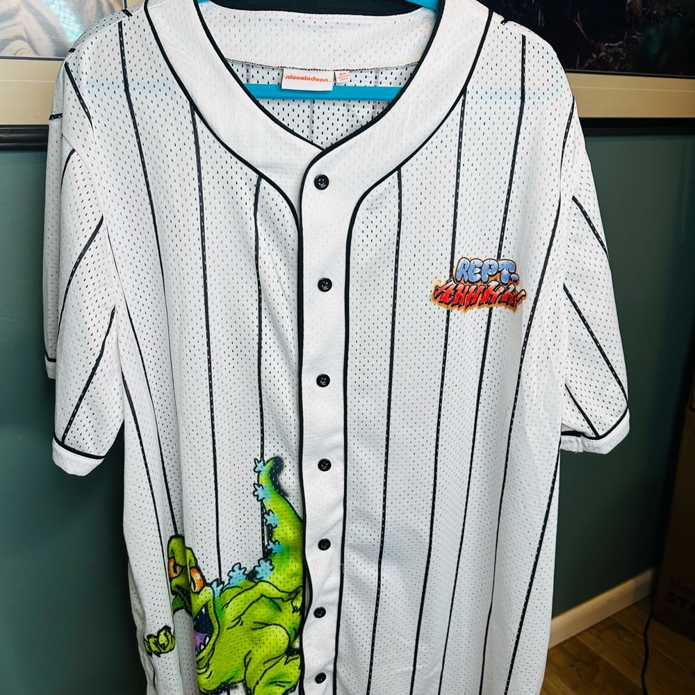 Fun Nickelodeon Rugrats White and Black Striped Jersey Mens size 4X